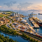 International commodity transaction network connecting production, processing, logistics and global delivery